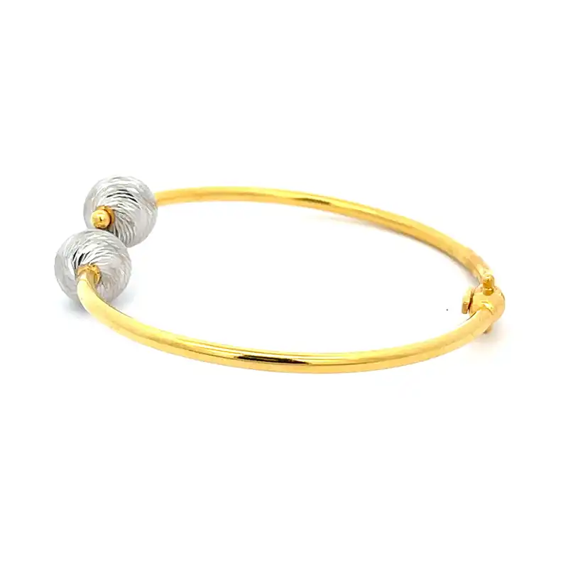 Double Ball Bangle Bracelet in 22K Gold